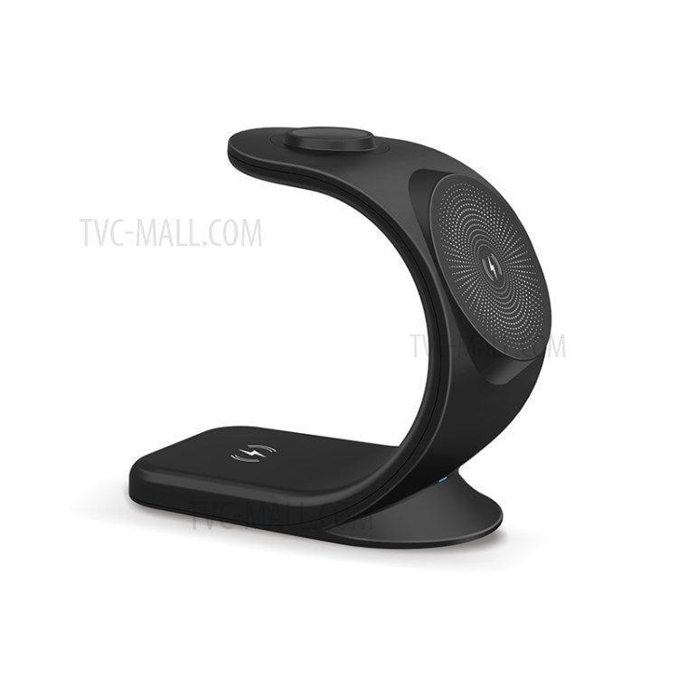 OJD-83 3-in-1 15W Magnetic Wireless Charger Desktop Charging Stand Dock for iPhone 12 Series Apple Watch AirPods - Black