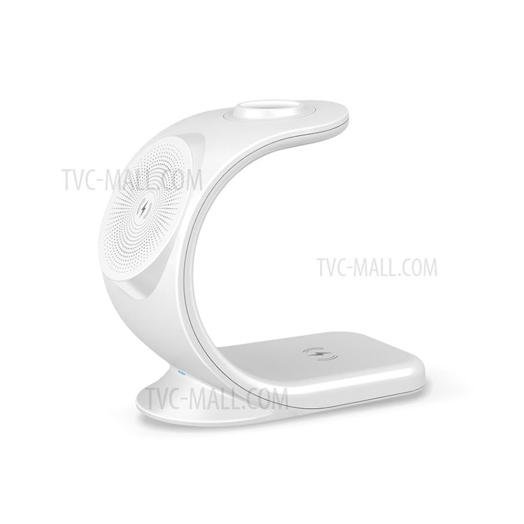 OJD-83 3-in-1 15W Magnetic Wireless Charger Desktop Charging Stand Dock for iPhone 12 Series Apple Watch AirPods - White