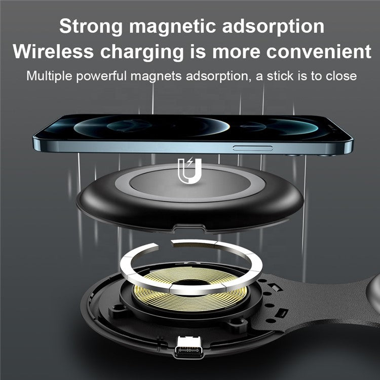 WS40 15W 3 in 1 Multi-functional Folding Wireless Fast Charger with Magnetic Adsorption - Black