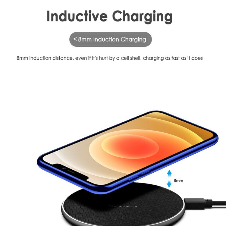 Q25 10W Fast Wireless Charger Qi Smart Lightweight Portable Charging Station for iPhone Series - Black