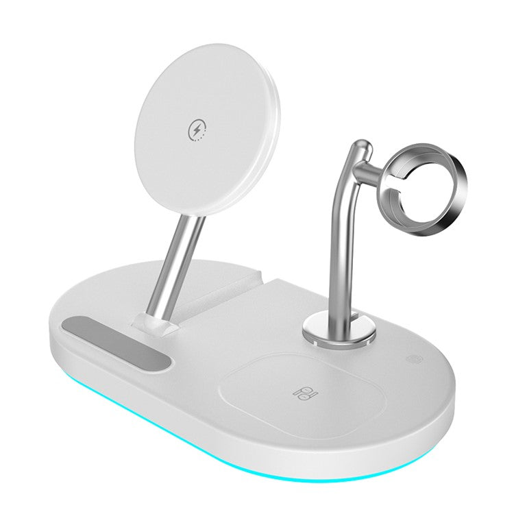 A23 4 in 1 Magnetic Wireless Charger Portable Folding Wireless Charging Stand with Small Night Lamp for iPhone 12 13 Series/iWatch/AirPods - White