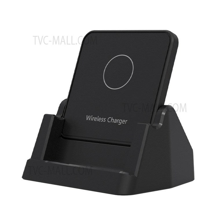 928 15W Vertical Wireless Charger Mobile Phone Desktop Qi Fast Charging Dock Stand - Black