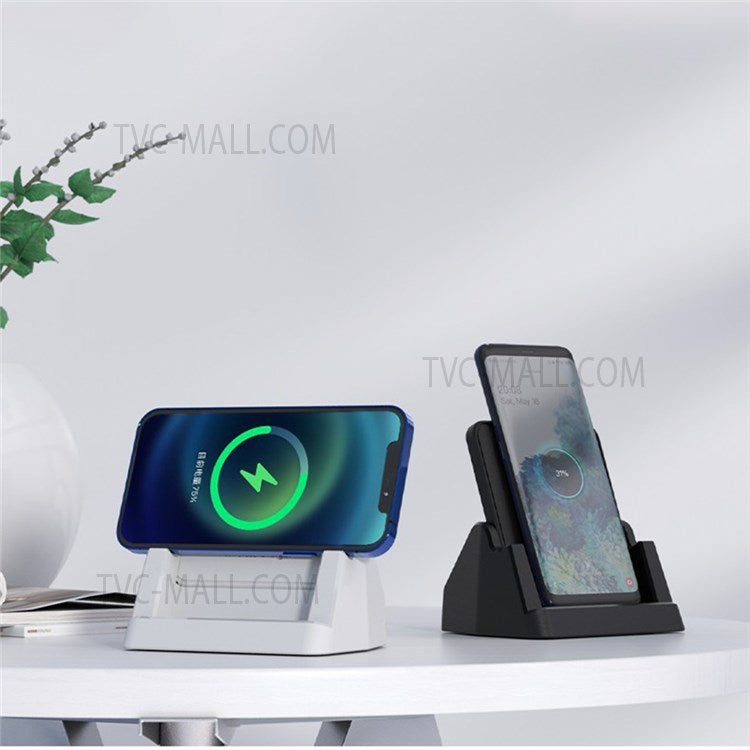 928 15W Vertical Wireless Charger Mobile Phone Desktop Qi Fast Charging Dock Stand - Black