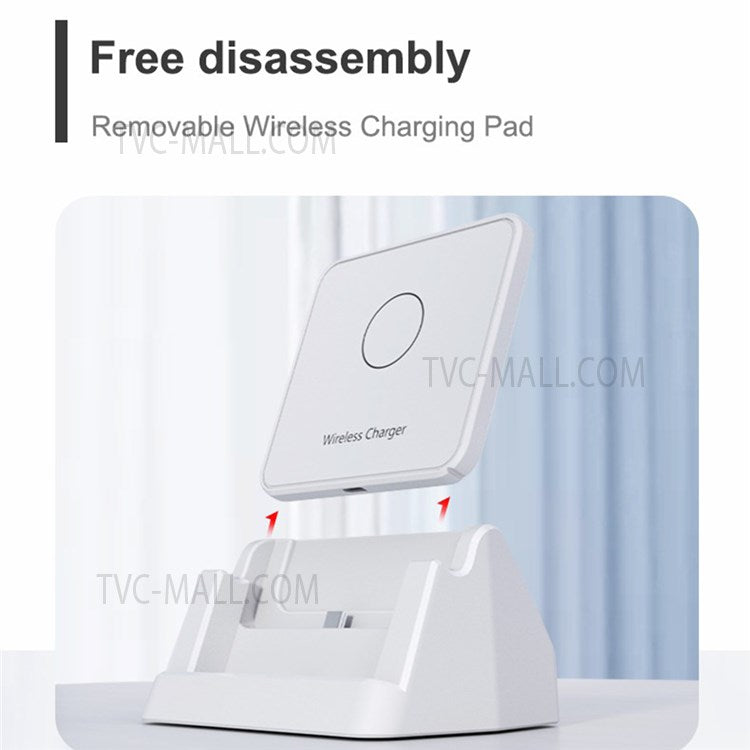 928 15W Vertical Wireless Charger Mobile Phone Desktop Qi Fast Charging Dock Stand - Black