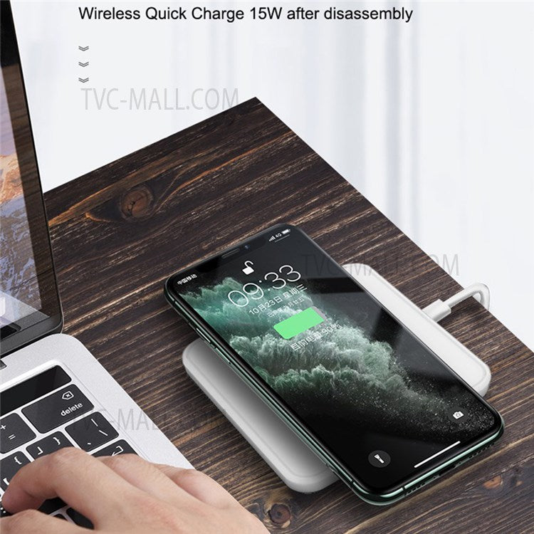 928 15W Vertical Wireless Charger Mobile Phone Desktop Qi Fast Charging Dock Stand - Black