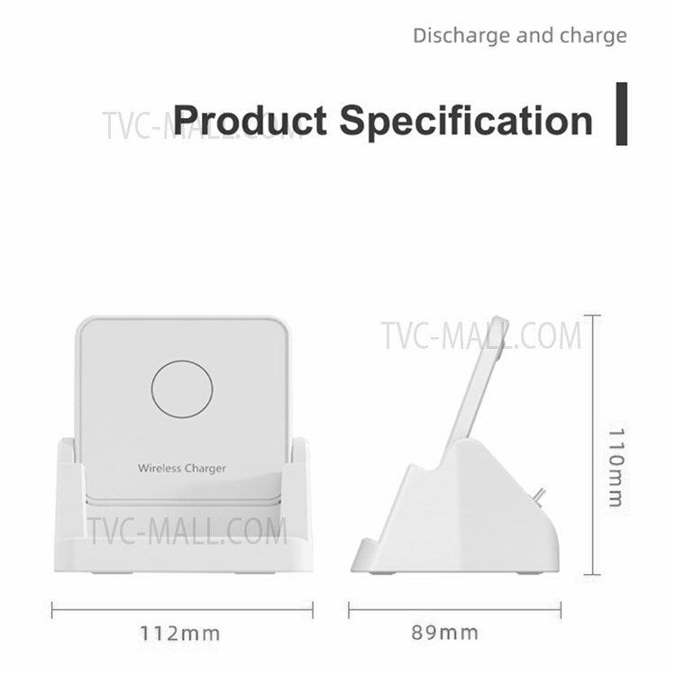 928 15W Vertical Wireless Charger Mobile Phone Desktop Qi Fast Charging Dock Stand - Black