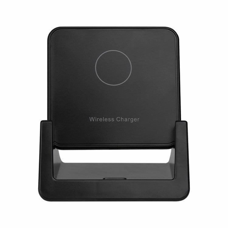 918 15W Vertical Wireless Charger Desktop Phone Stand Qi Fast Charging Dock - Black