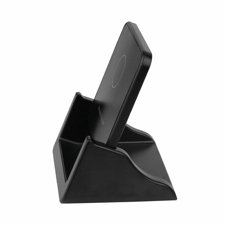 918 15W Vertical Wireless Charger Desktop Phone Stand Qi Fast Charging Dock - Black