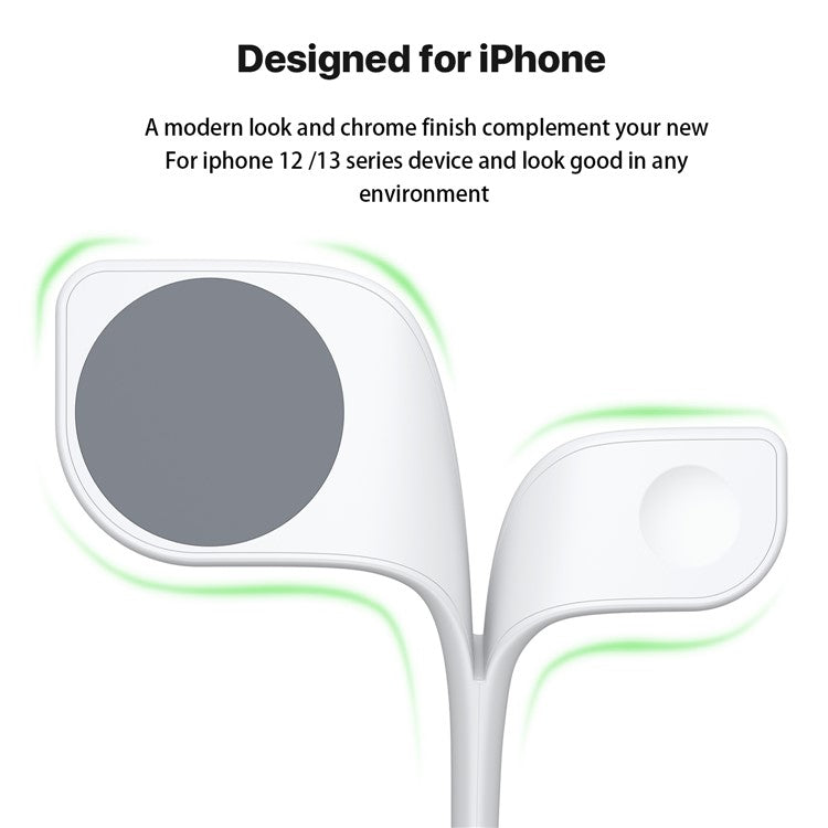 YM-UD22 5 in 1 Magnetic Wireless Charger Stand Portable Phone Charging Holder with Light for iPhone 12/13 Series AirPods2/Pro/iWatch - White