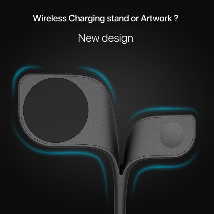 YM-UD22 5 in 1 Magnetic Wireless Charger Stand Portable Phone Charging Holder with Light for iPhone 12/13 Series AirPods2/Pro/iWatch - Black