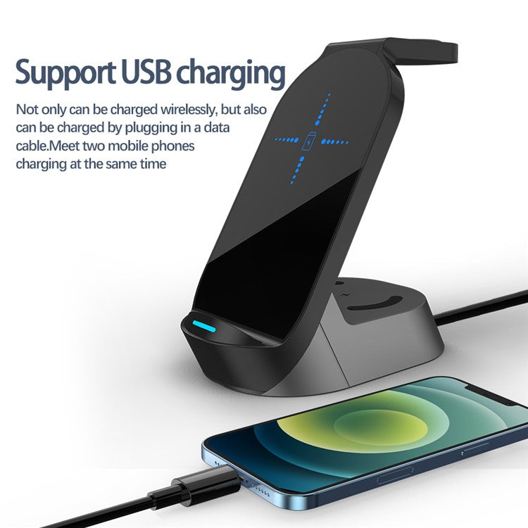 H30 3-in-1 15W Wireless Charger Stand Desktop Qi Wireless Charging Dock for iWatch AirPods Mobile Phones