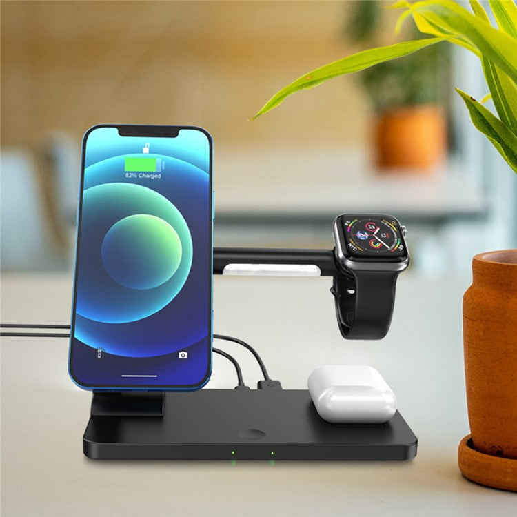 AK05 5-in-1 Wireless Charger Supporting Stand Desktop Fast Wireless Charging Station Dock