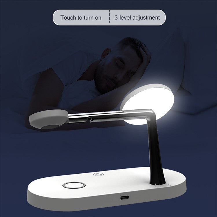 T268C 15W Max Magnetic Wireless Charger with LED Night Light for iPhone 16-12 Series / AirPods - White