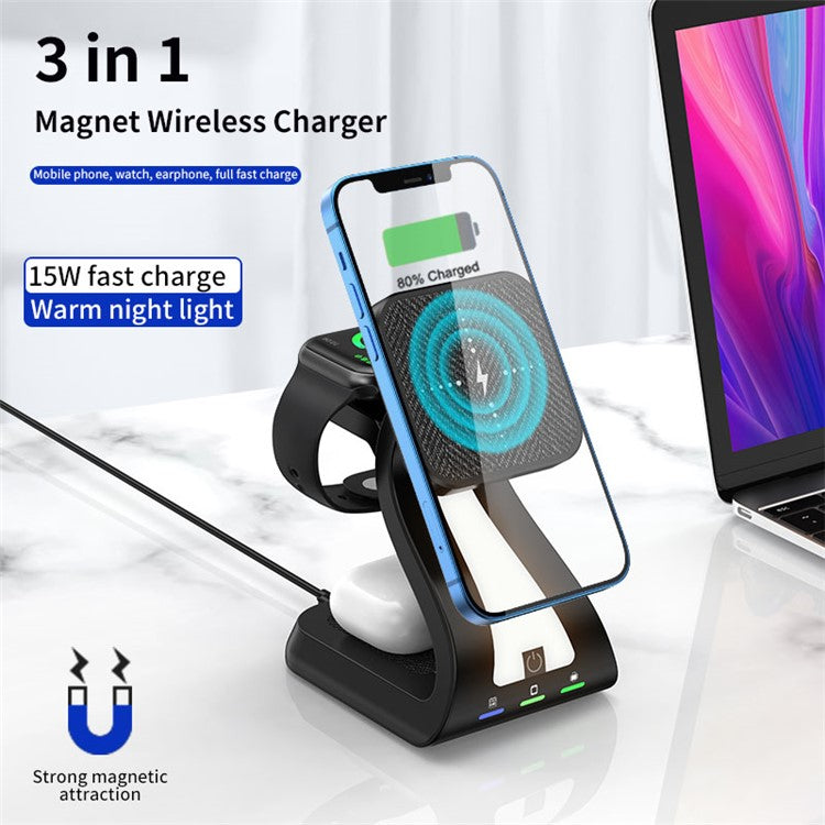 H20 Magnetic Wireless Charger Multifunction Phone Stand Wireless Charging Cellphone Charging Stand - Black