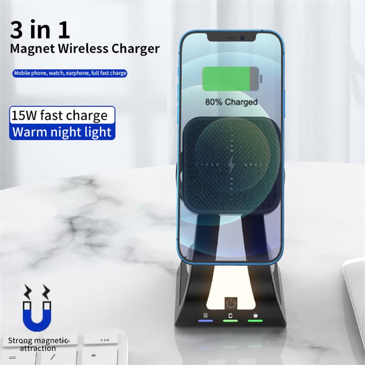 H20 Magnetic Wireless Charger Multifunction Phone Stand Wireless Charging Cellphone Charging Stand - Black