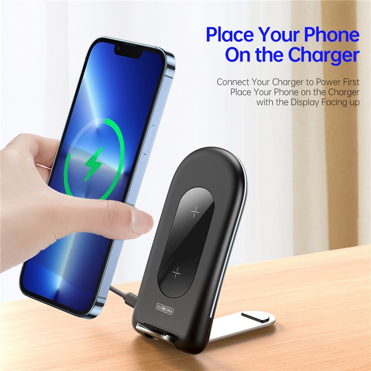 DUZZONA W2 15W Foldable Wireless Charger Mobile Phone Stand Charging Pad Qi Wireless Charging Dock (CE,Rohs,FCC,UKCA)