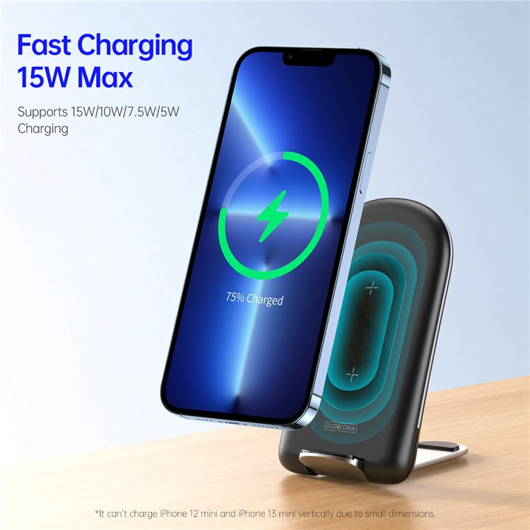 DUZZONA W2 15W Foldable Wireless Charger Mobile Phone Stand Charging Pad Qi Wireless Charging Dock (CE,Rohs,FCC,UKCA)