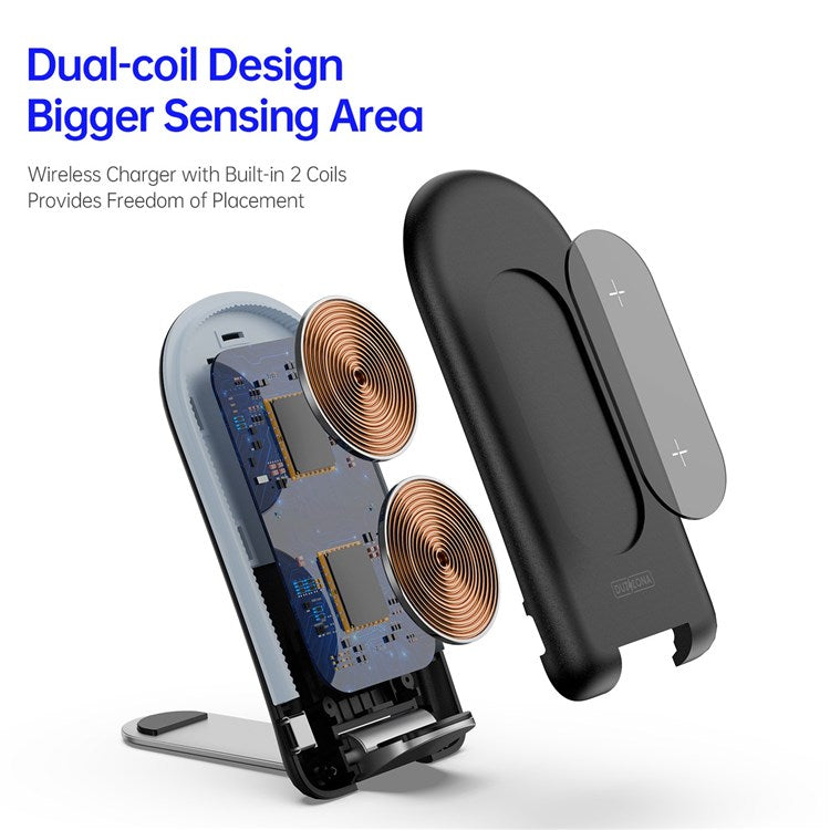 DUZZONA W2 15W Foldable Wireless Charger Mobile Phone Stand Charging Pad Qi Wireless Charging Dock (CE,Rohs,FCC,UKCA)