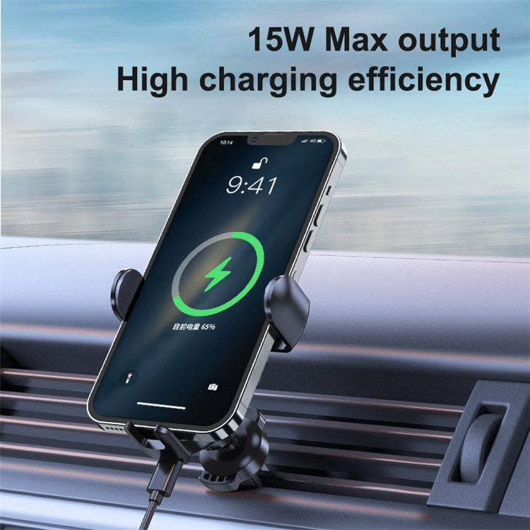 IFORCE W4 Wireless 15W Fast Charging Car Charger Phone Holder Mount Auto-sensing Alignment Air Vent Cell Phone Bracket Stand - Black