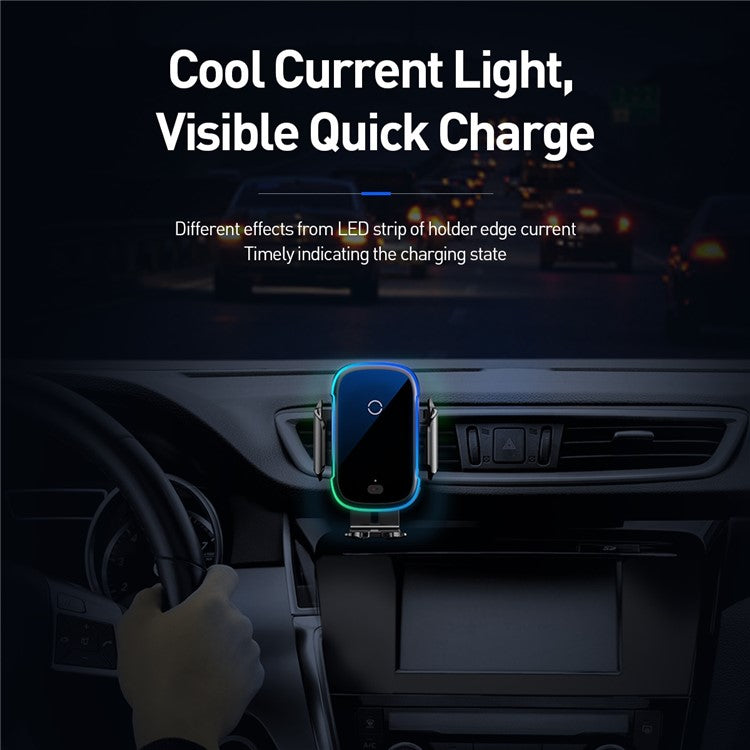 BASEUS Infrared Sensing Vehicle Cordless Charger 15W Auto Clamping Car Phone Holder Dual Mode Air Vent Dashboard Mount Stand