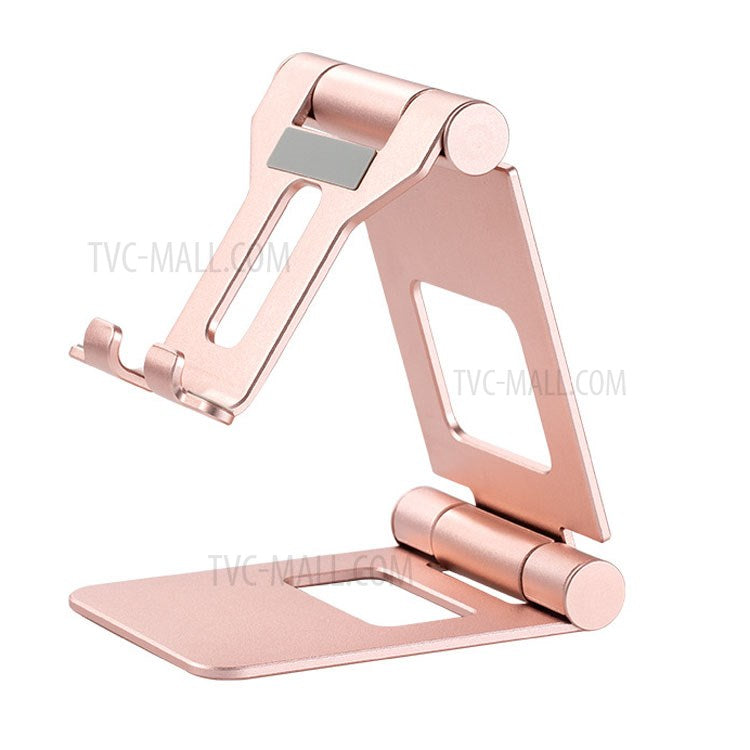 Aluminum Alloy Double Folding Desktop Stand for Mobile Phone and Tablet - Rose Gold