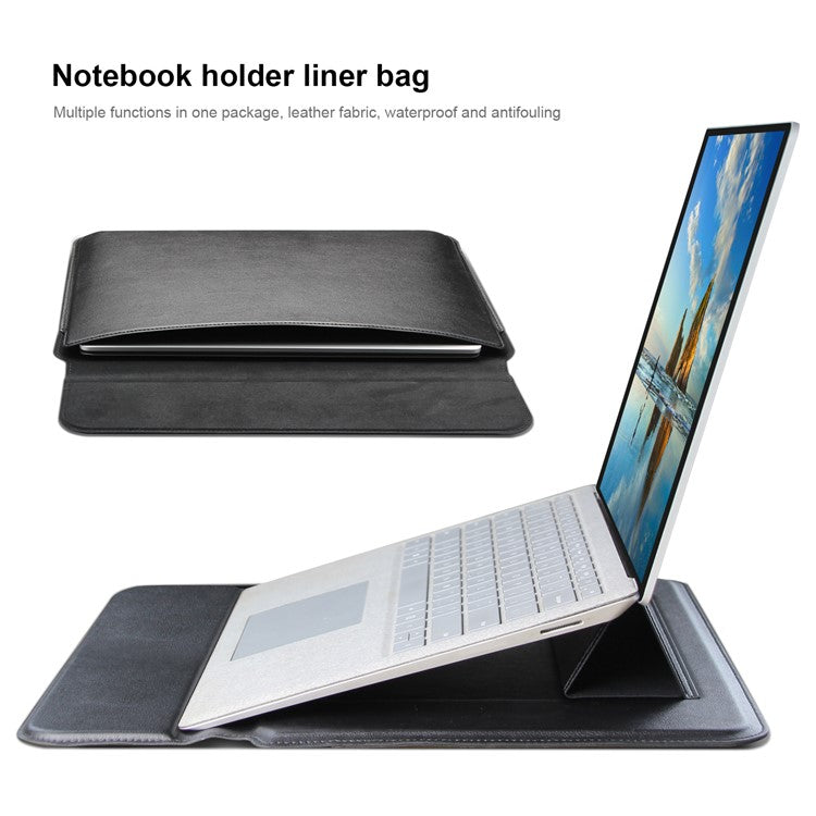 PU Leather Waterproof Laptop Sleeve Bag Horizontal Carrying Pouch for MacBook Air 13.3 inch - Grey