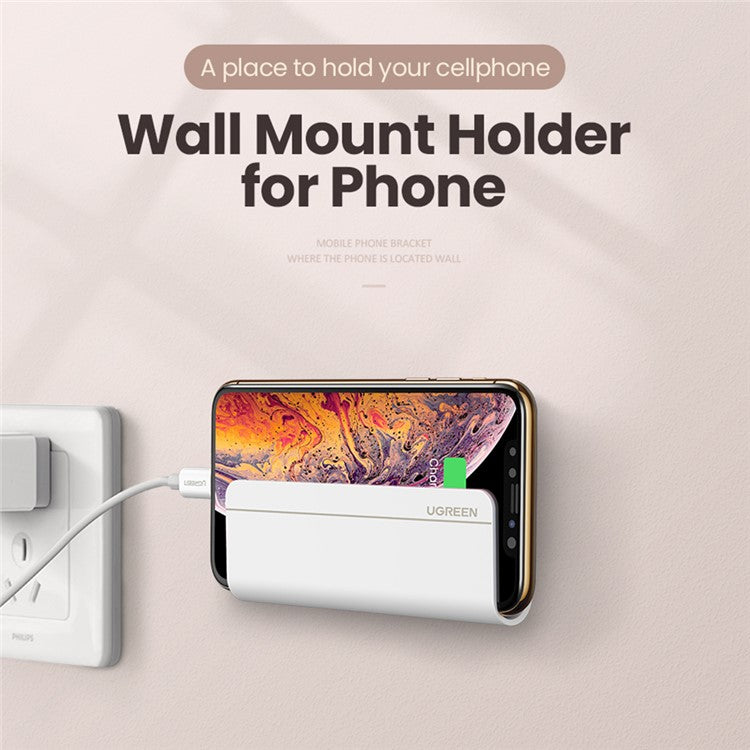 UGREEN 30394 Wall-Mounted Phone Holder Multi-Purpose Charging Dock Phone Stand with Adhesive for iPhone 13/12 Samsung Xiaomi