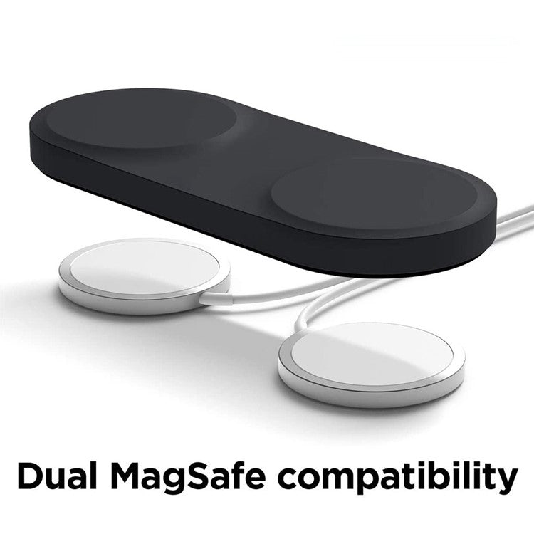 For Magsafe Charger Case Compatible with iPhone 12 / 13 Series Magnetic Charger Silicone Cover Protective Wireless Charger Pad - Black