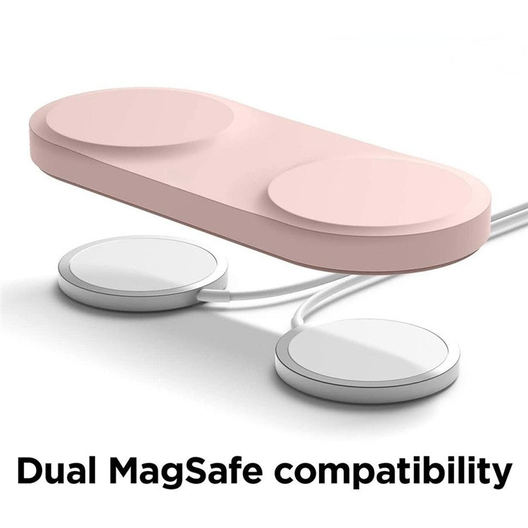 For Magsafe Charger Case Compatible with iPhone 12 / 13 Series Magnetic Charger Silicone Cover Protective Wireless Charger Pad - Pink