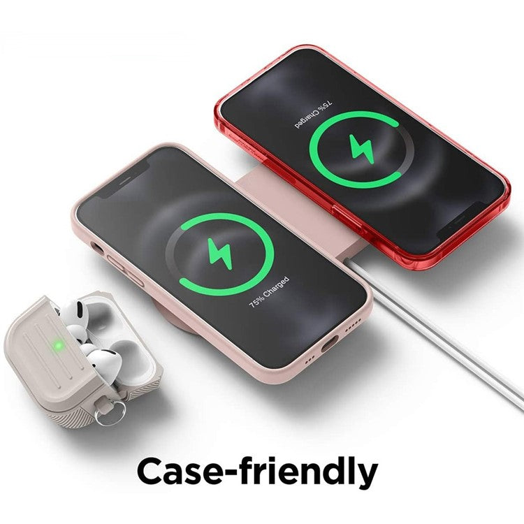 For Magsafe Charger Case Compatible with iPhone 12 / 13 Series Magnetic Charger Silicone Cover Protective Wireless Charger Pad - Pink