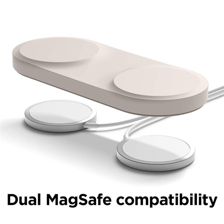 For Magsafe Charger Case Compatible with iPhone 12 / 13 Series Magnetic Charger Silicone Cover Protective Wireless Charger Pad - White