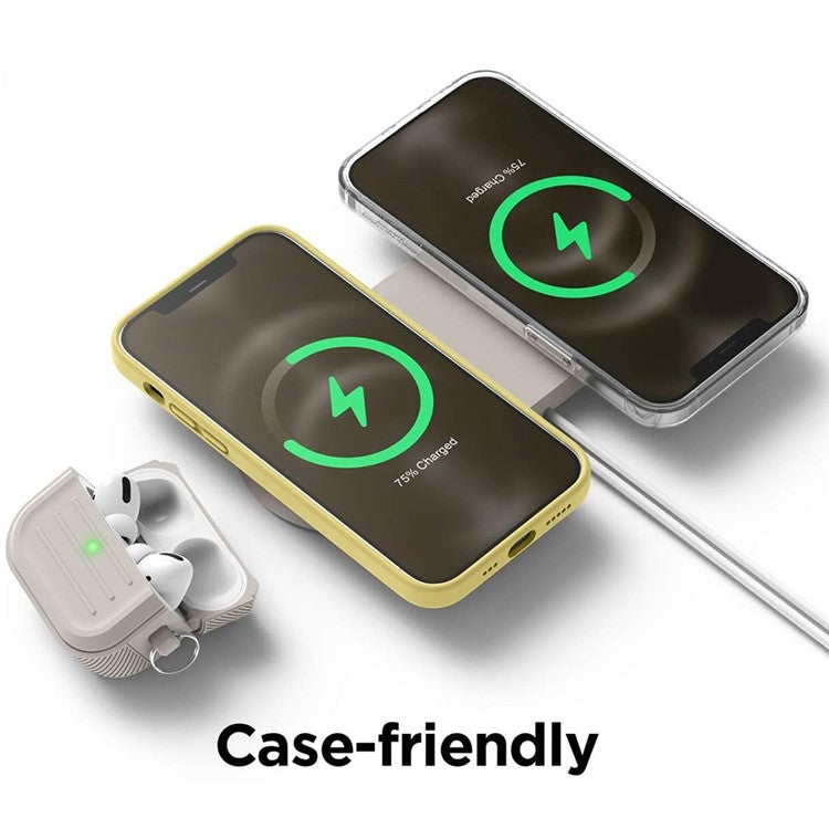 For Magsafe Charger Case Compatible with iPhone 12 / 13 Series Magnetic Charger Silicone Cover Protective Wireless Charger Pad - White