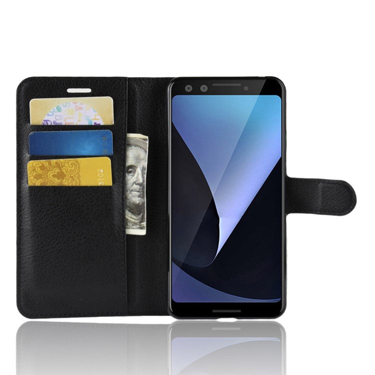 Litchi Texture Wallet Stand Leather Flip Case for Google Pixel 3 - Black