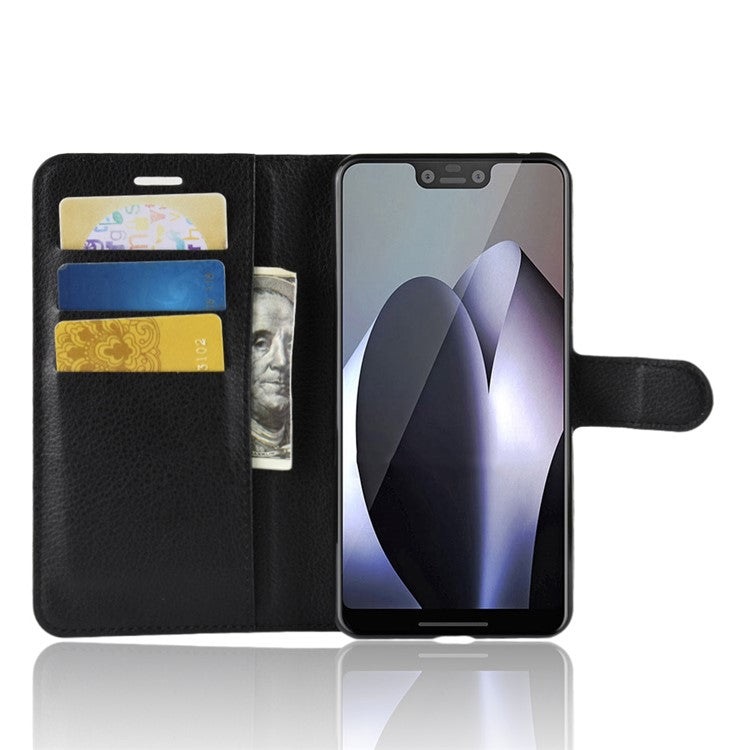 Litchi Texture Wallet Stand Leather Protective Case for Google Pixel 3 XL / XL3 - Black