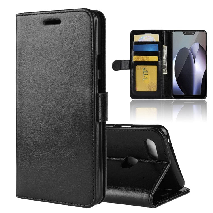 Crazy Horse Texture Wallet Stand Leather Mobile Case for Google Pixel 3 XL / XL3 - Black