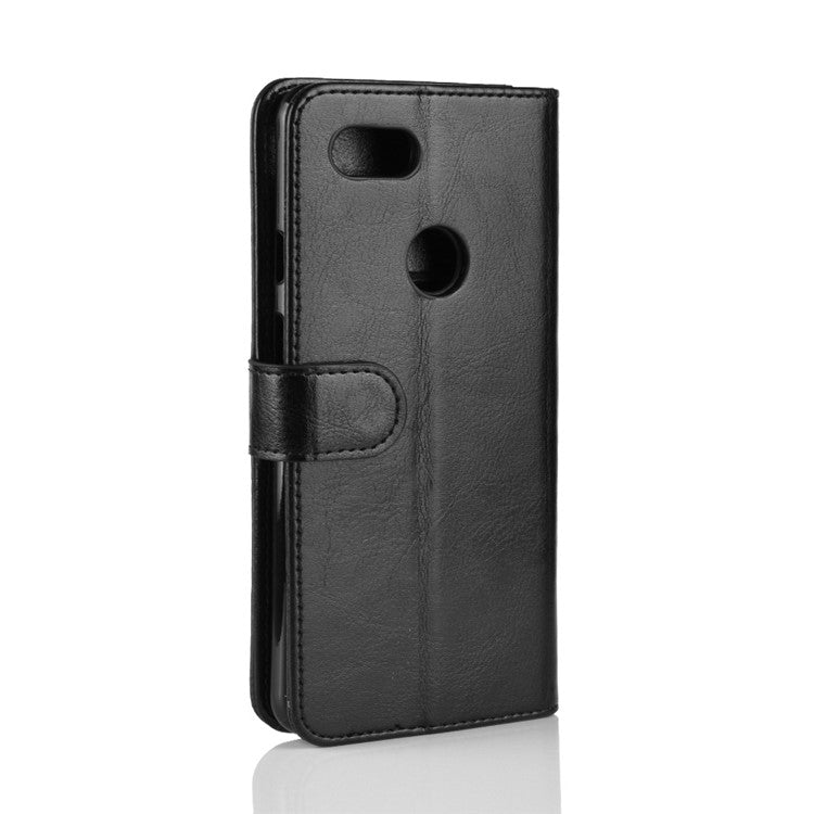 Crazy Horse Texture Wallet Stand Leather Mobile Case for Google Pixel 3 XL / XL3 - Black