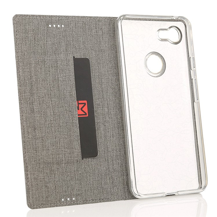 VILI DMX Cross Texture PU Leather Card Holder Cover for Google Pixel 3 - Grey