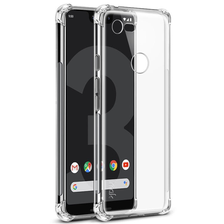 IMAK for Google Pixel 3 XL, Smooth Feel Anti-drop TPU Shell + Explosion-proof Screen Film - Transparent