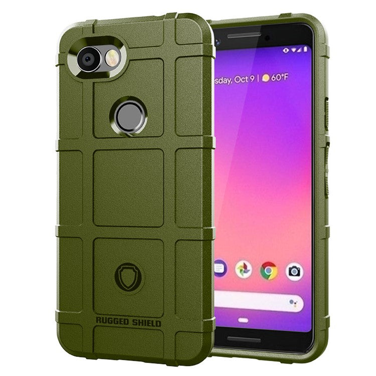 Anti-shock Square Grid Texture Soft TPU Phone Shell for Google Pixel 3a - Army Green