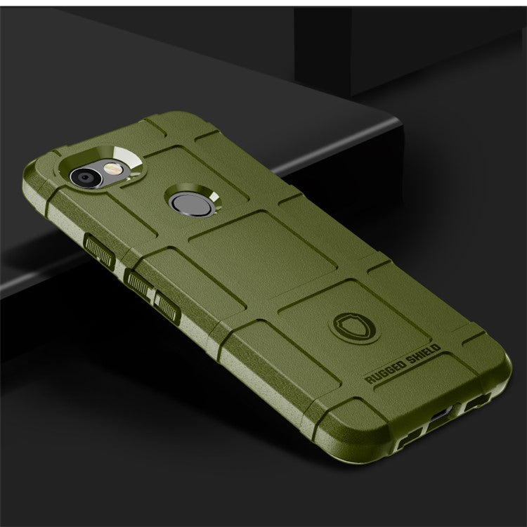 Anti-shock Square Grid Texture Soft TPU Phone Shell for Google Pixel 3a - Army Green