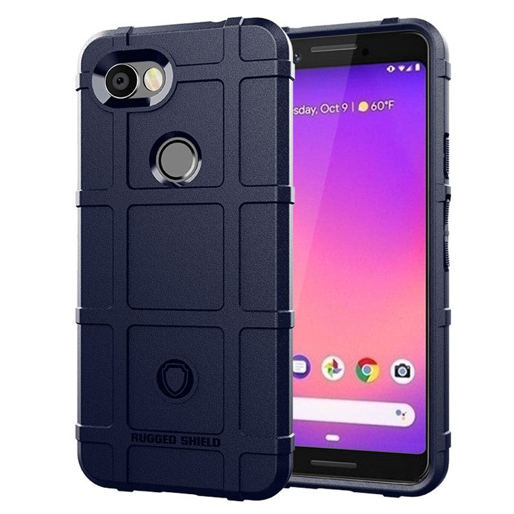 Anti-shock Square Grid Texture Soft TPU Case for Google Pixel 3a - Dark Blue