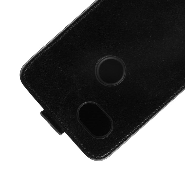 Crazy Horse [Vertical Flip] Leather Case Accessory for Google Pixel 3a - Black