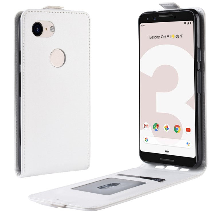 Crazy Horse [Vertical Flip] Leather Case Accessory for Google Pixel 3a - White