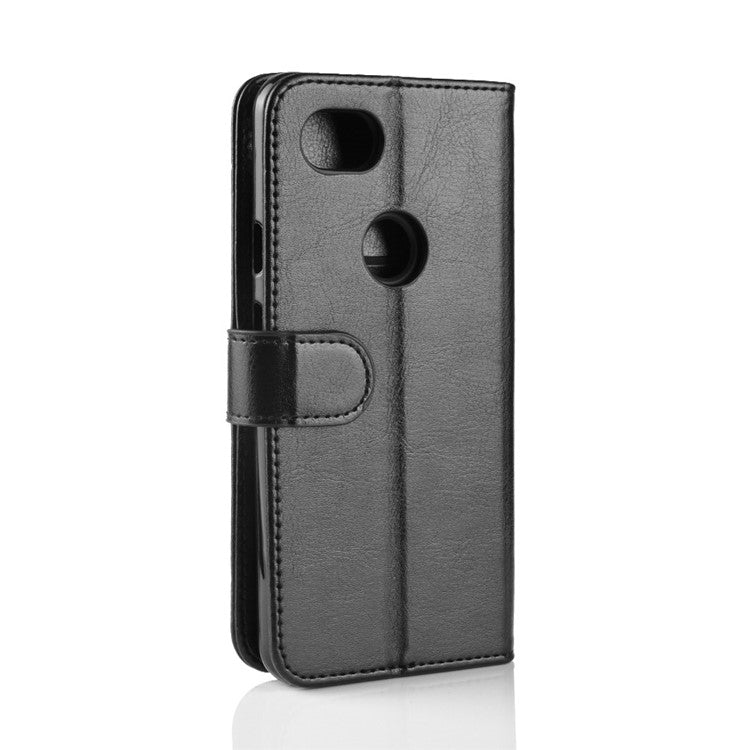 Crazy Horse Stand Leather Wallet Shell for Google Pixel 3a - Black