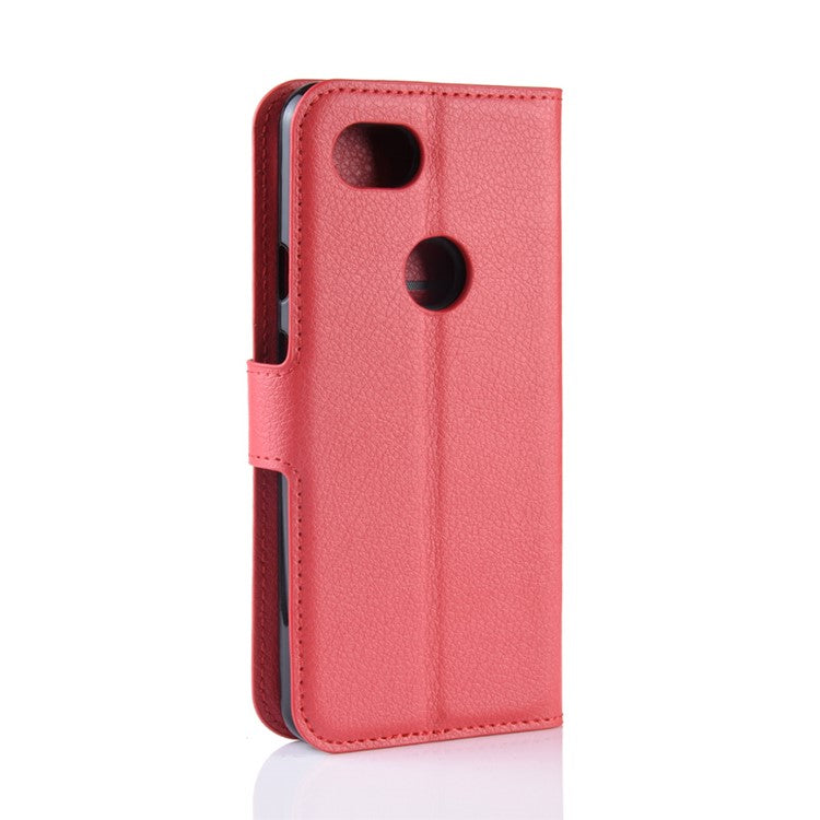 Litchi Skin PU Leather Wallet Case with Stand for Google Pixel 3a - Red