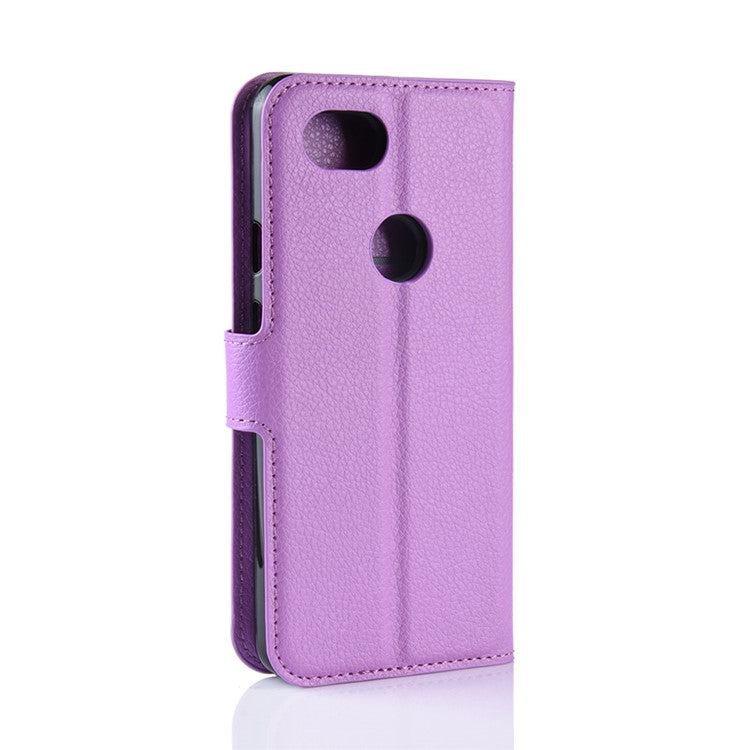 Litchi Skin PU Leather Wallet Case with Stand for Google Pixel 3a - Purple