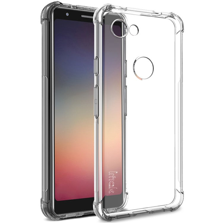 IMAK Silky Anti-drop Soft TPU Phone Cover + Screen Protector Film for Google Pixel 3a - Transparent