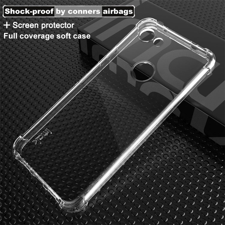 IMAK Silky Anti-drop Soft TPU Phone Cover + Screen Protector Film for Google Pixel 3a - Transparent