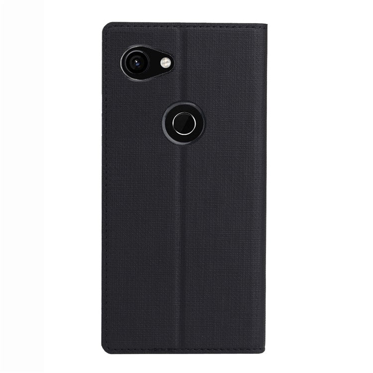 VILI DMX Cross Texture Leather Stand Case with Card Slot for Google Pixel 3a XL - Black