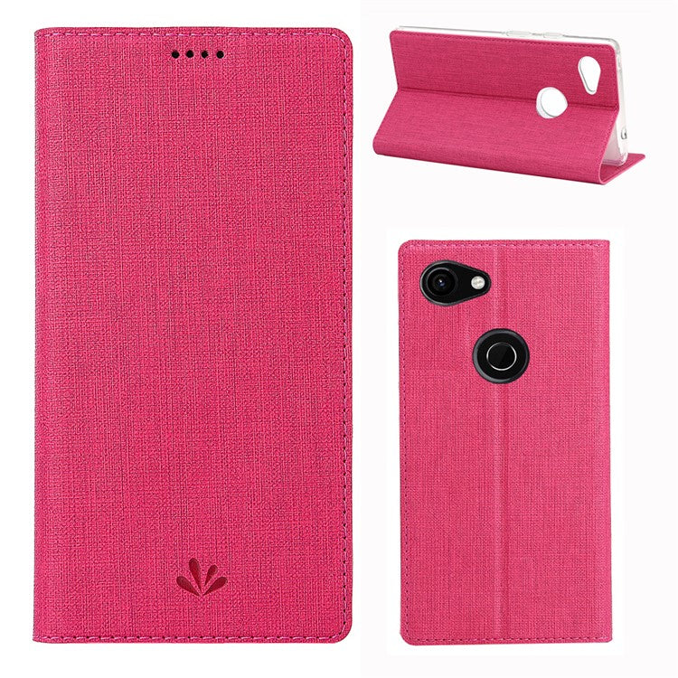 VILI DMX Cross Texture Leather Stand Case with Card Slot for Google Pixel 3a - Rose